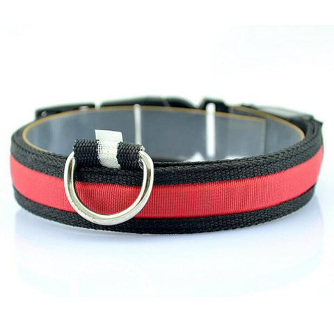 Nylon LED  Dog Collar For Night Safety Anti-lost Flashing Light