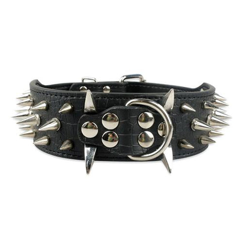 2" Wide Sharp Spiked Studded Leather Dog Collars