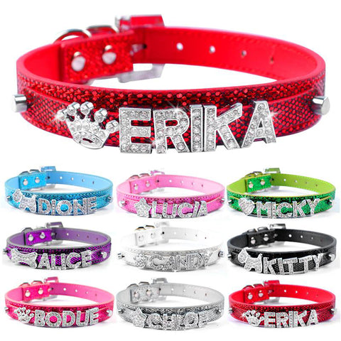 Bling Personalized Pet Dog Collar Rhinestone Customized